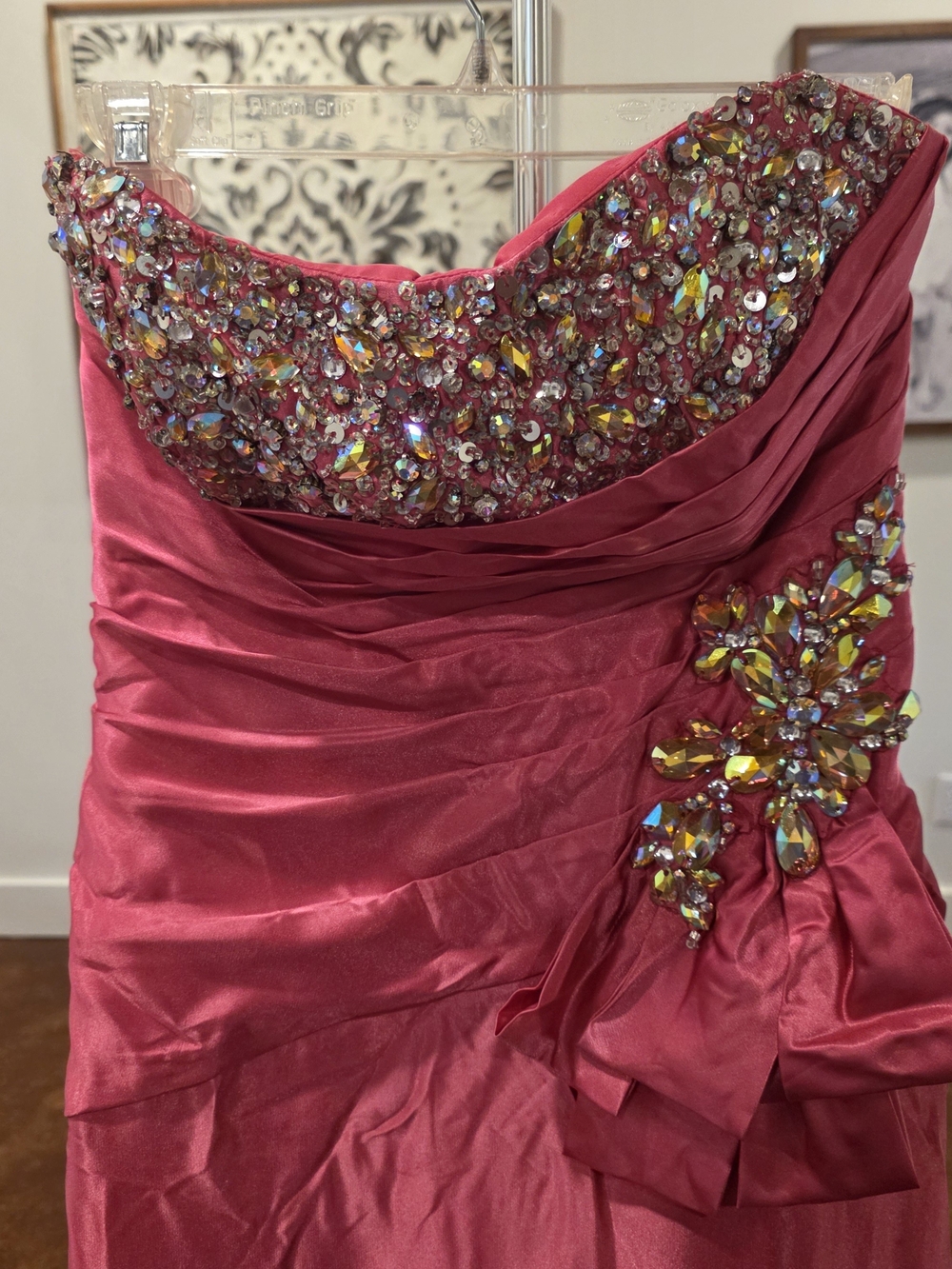 Blush Prom by Alexia Size 12 Hot Pink Jeweled Strapless Prom Gown